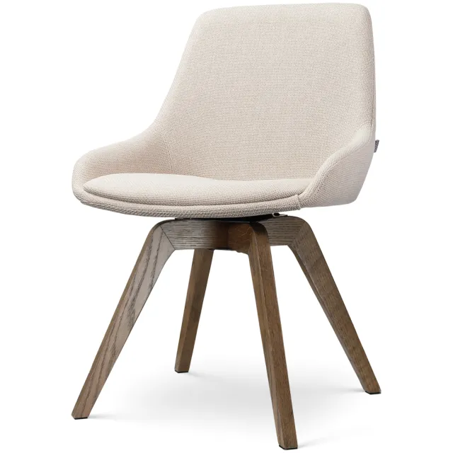 Nolon Noor-Isa draaibare eetkamerstoel beige - walnoot houten onderstel