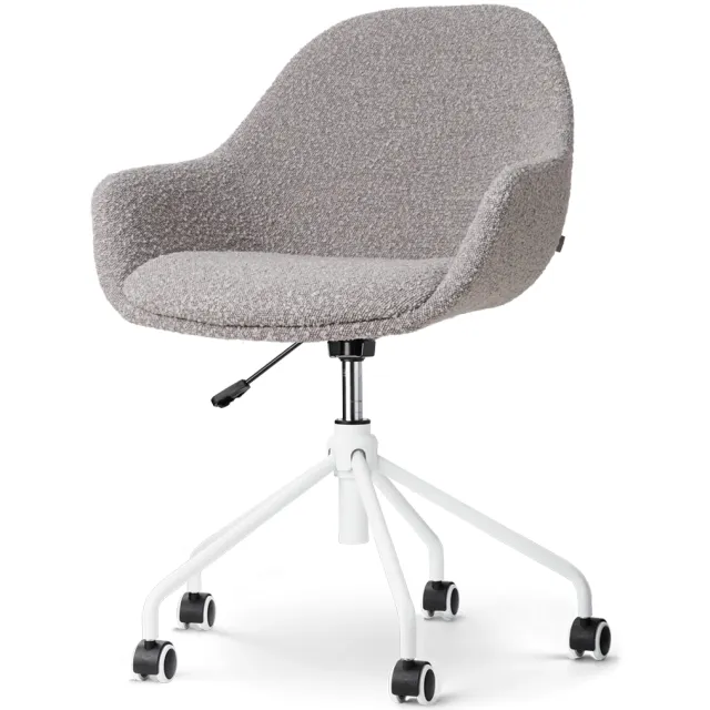 Nolon Nout-Mae bureaustoel bouclé taupe - wit onderstel