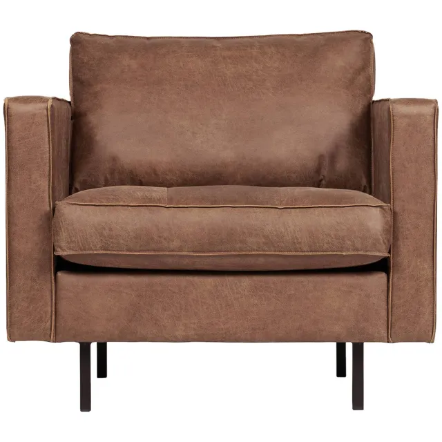 WOOOD Rodeo Classic Fauteuil - Recycle Leer - Cognac - 83x98x88