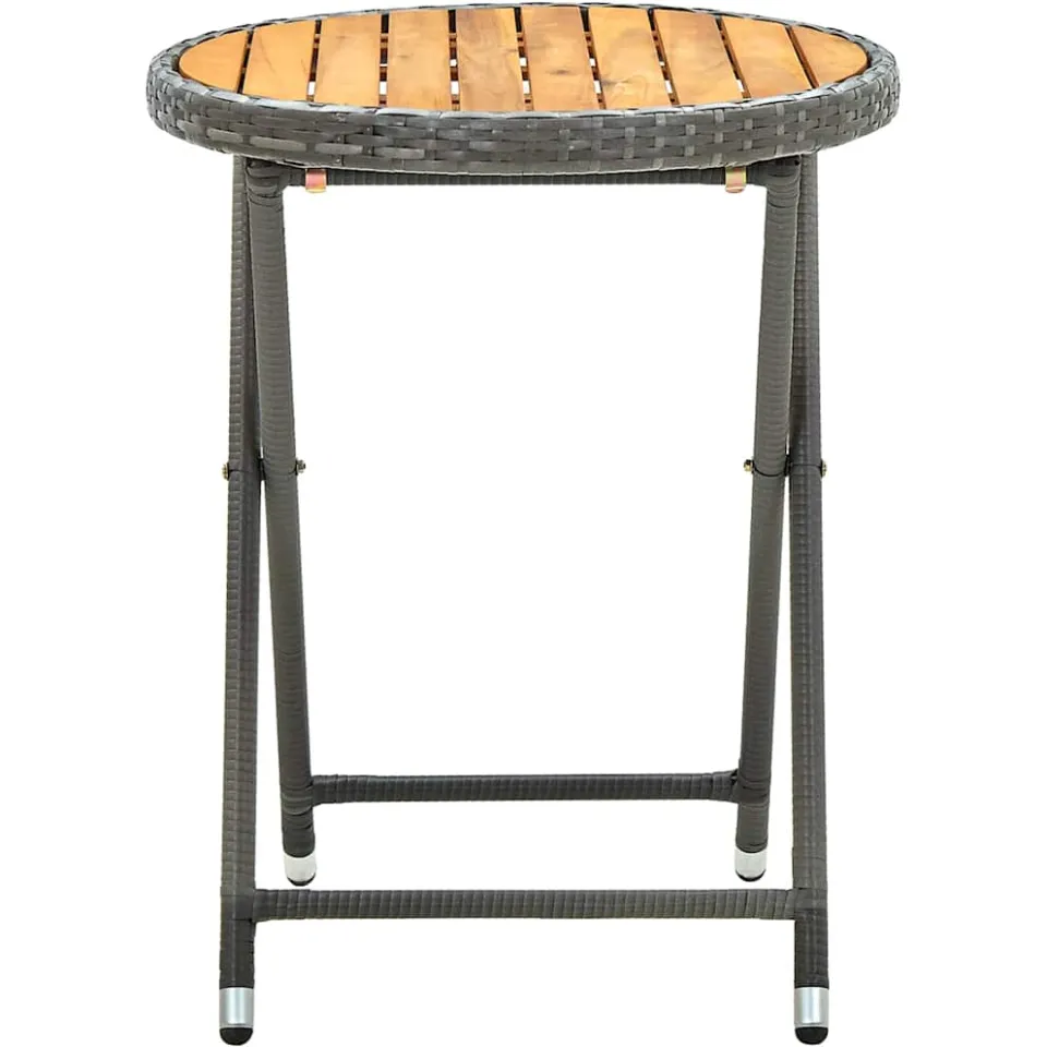 vidaXL Tafeltje 60 cm poly rattan en massief acaciahout grijs, foto 2