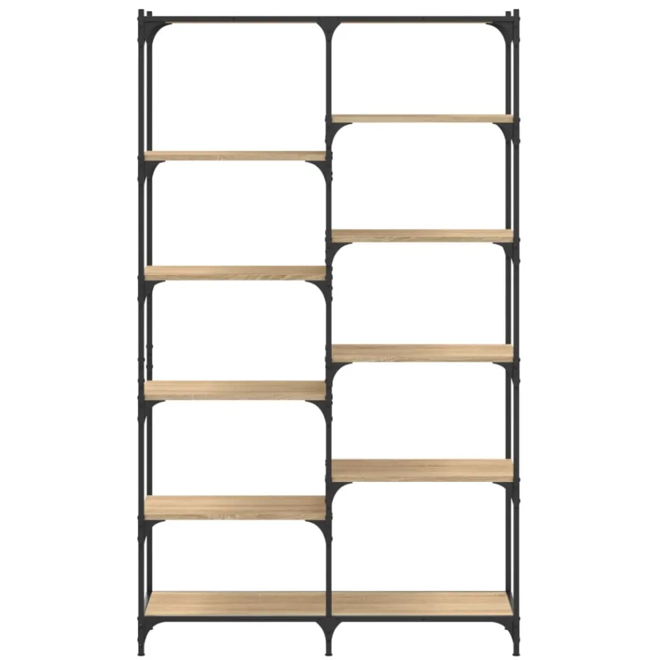 vidaXL Boekenrek 100x32x170 cm bewerkt hout en ijzer sonoma eikenkleur Bruin