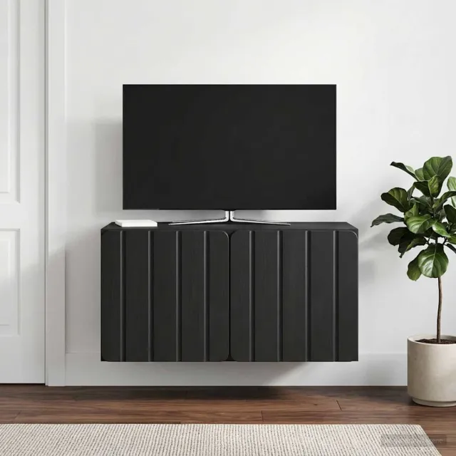 vidaXL Wandbeugel TV-kast 59,5 x 31 x 30 cm Zwart Bewerkt hout, foto 2