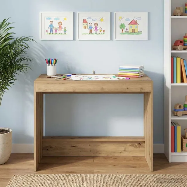vidaXL Bed Bureau Artisanaal eiken Bewerkt hout 100 x 45 x 75 cm, foto 2
