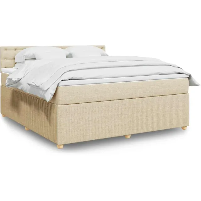 vidaXL Boxspring met matras stof crèmekleurig 180x200 cm