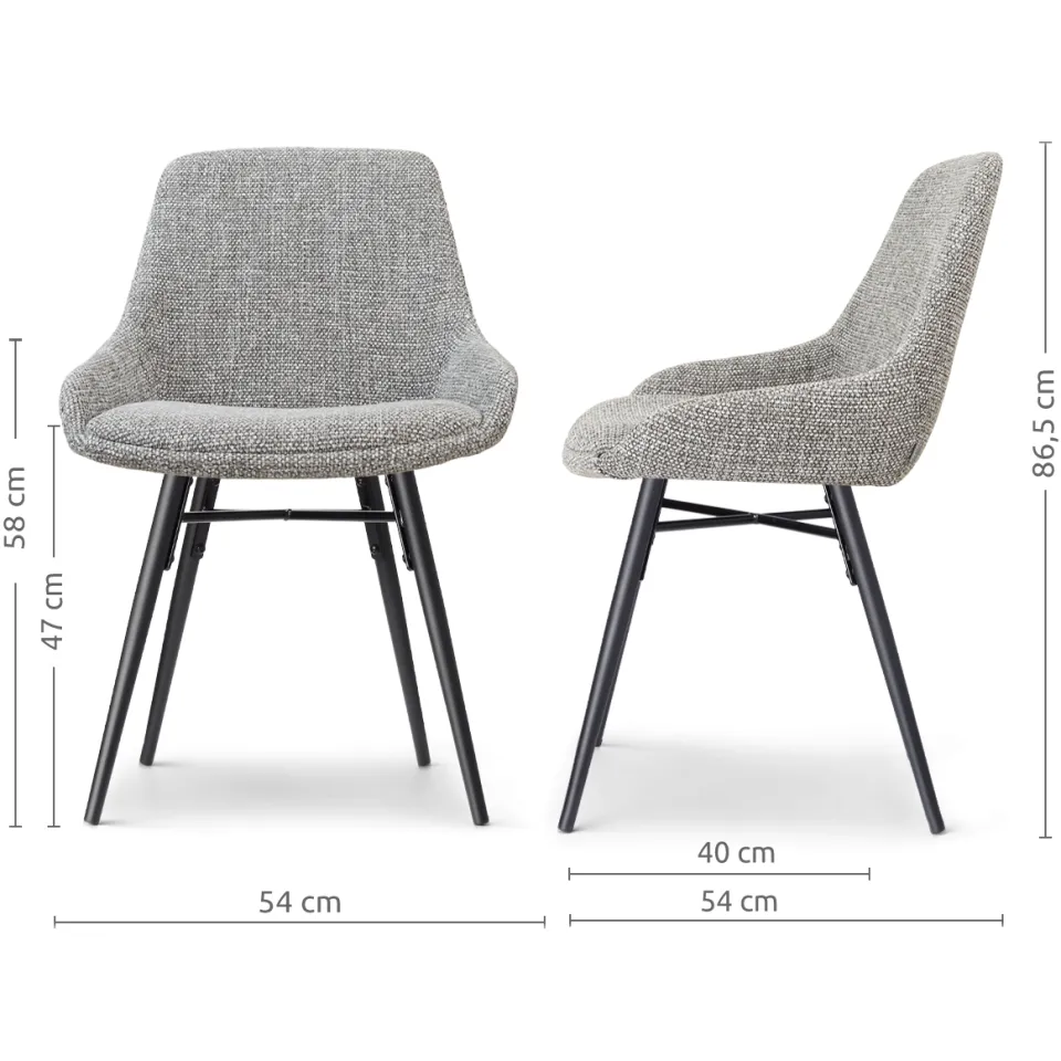 Nolon Nena-Isa eetkamerstoel grijs blend - zwart houten onderstel, foto 2