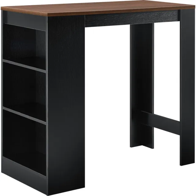 en.casa Bartafel met 3 planken 110x50x103 cm zwart en walnootkleurig