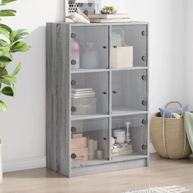 vidaXL Hoge kast met deuren 68x37x109 cm bewerkt hout grijs sonoma, foto 2