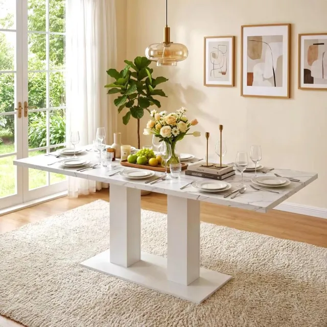 STILVORA Eettafel - Uitschuifbaar Voor 4 Tot 8 Personen - Rechthoekig Voor Eetkamer En Keuken - MDF - 140 Tot 180x70 Cm - Wit