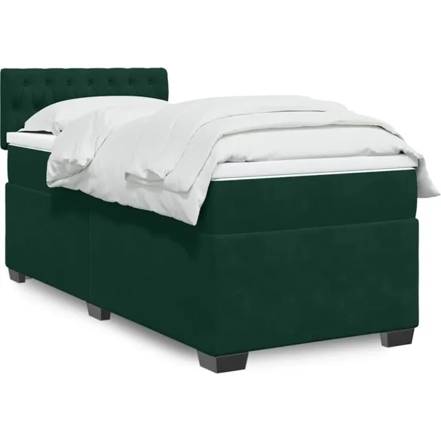 vidaXL Boxspring met matras fluweel donkergroen 90x190 cm groen