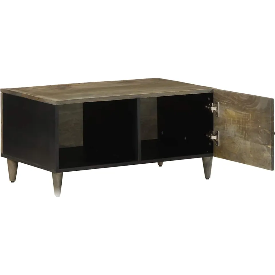 vidaXL Salontafel 80x50x40 cm massief mangohout lichtgrijs grijs, foto 3