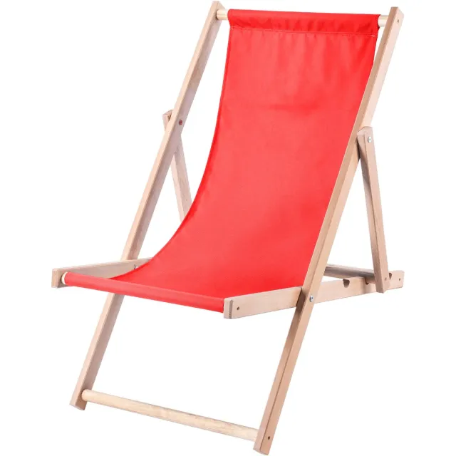 KADAX Set salontafel met ligstoelen Anjouin naturel + 2 houten ligstoelen rood Zwart