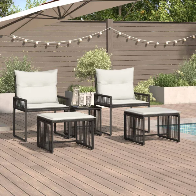vidaXL Buitenmeubelset 11 st Zwart en Turquoise poly rattan, foto 2