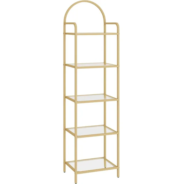 GDE Stellingkast - Elegant goudkleurig ontwerp - Boekenkast - Opbergkast - Stellingkast metaal - Opbergrekken - Goud