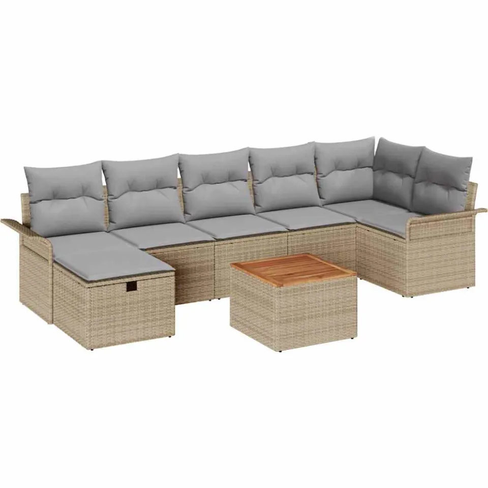 vidaXL Tuinbankenset 8 st Beige poly rattan