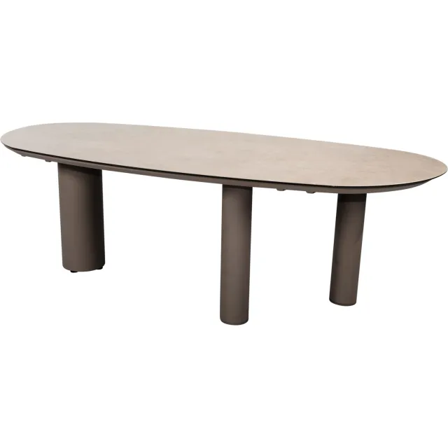 4 Seasons Outdoor Denia dining tuintafel 240x105xH75 cm met 3 poten printed ceramic terre Taste 4SO Bruin / Terre