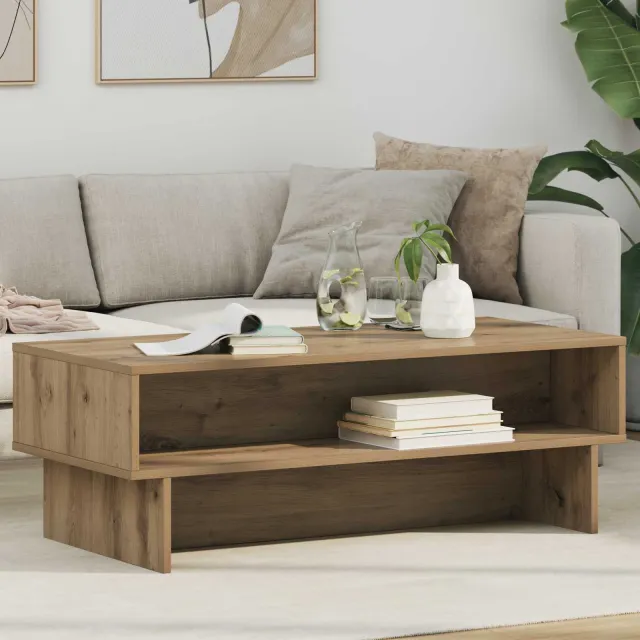 vidaXL Salontafel Artisan Eiken 100 x 46 x 35 cm Bewerkt hout, foto 2