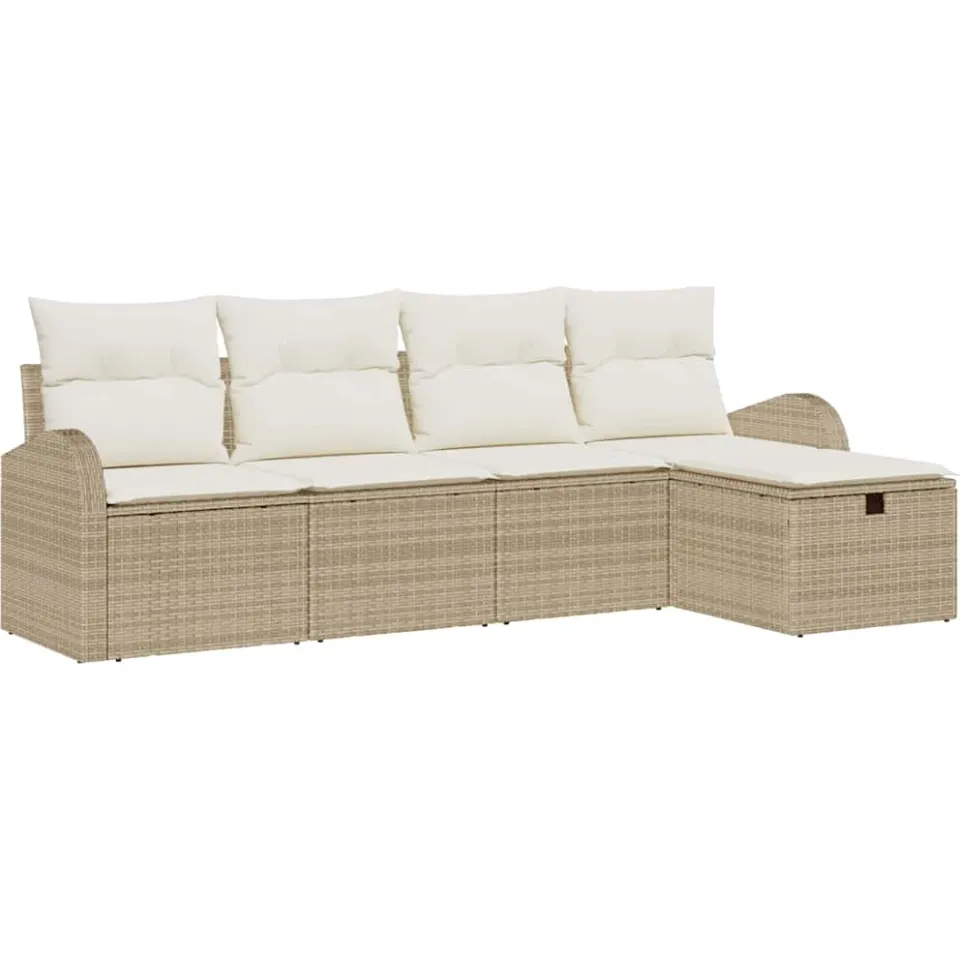 vidaXL Tuin Sofa Set 5 st Beige poly rattan