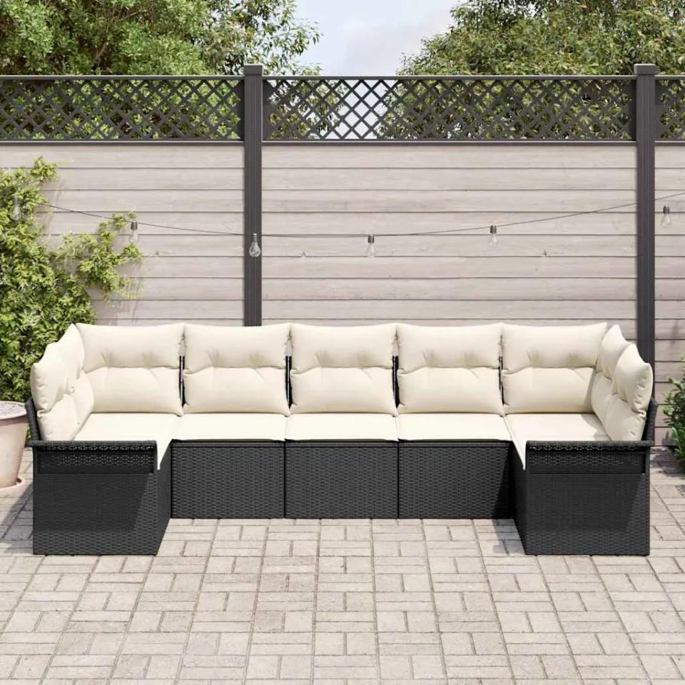 vidaXL Tuin Sofa Set 7 st Zwart poly rattan, foto 3