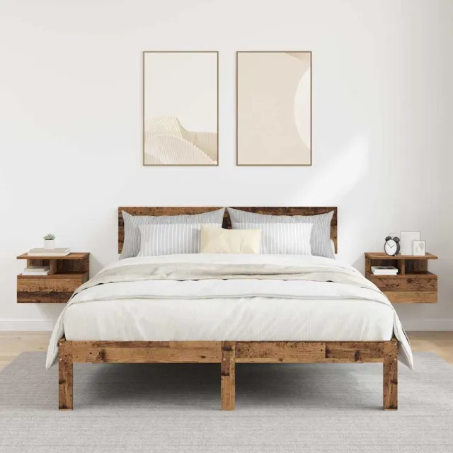 vidaXL Vliegend Nachtkastje 2 st Oudhout 40 x 31 x 28 cm Bewerkt hout bruin, foto 2