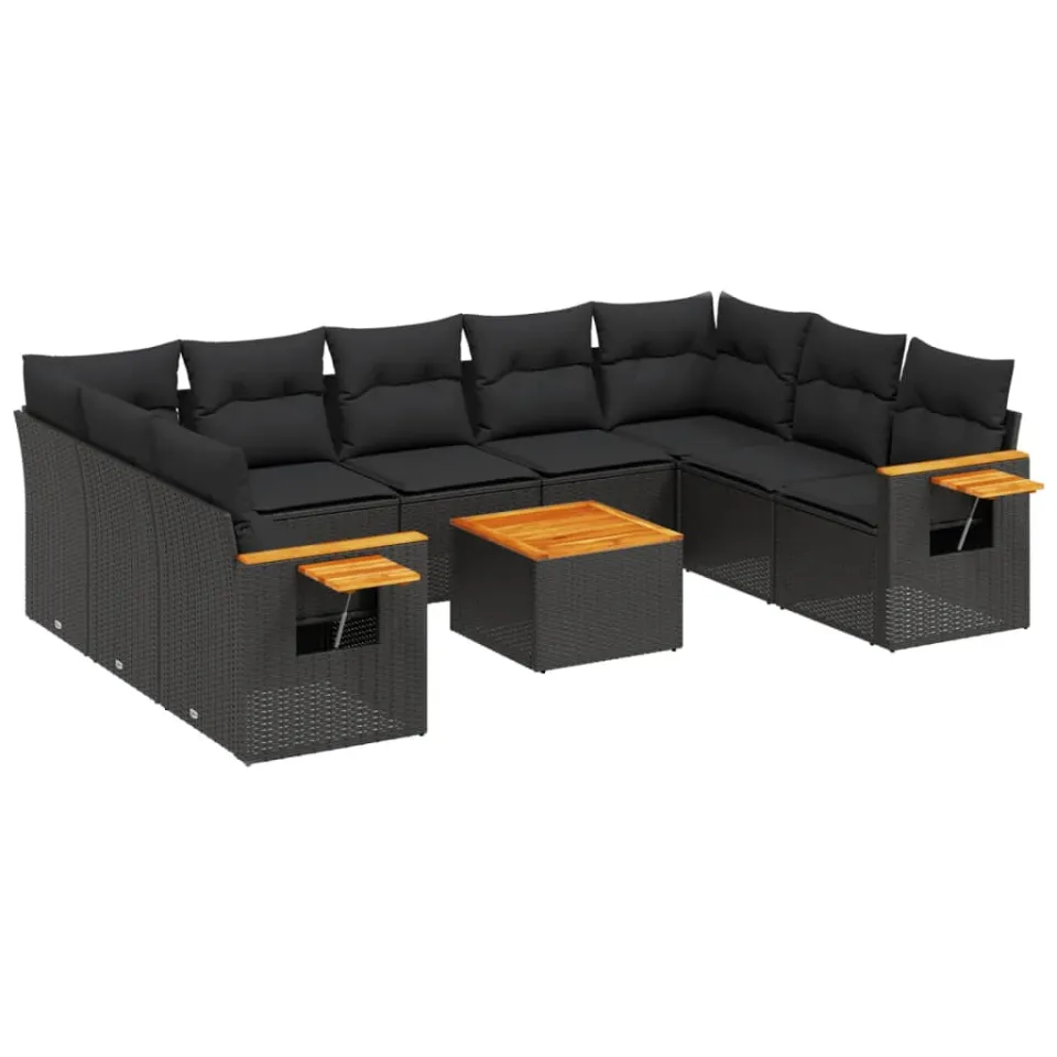 vidaXL Patio Sofa Set 7-zits Black, foto 3