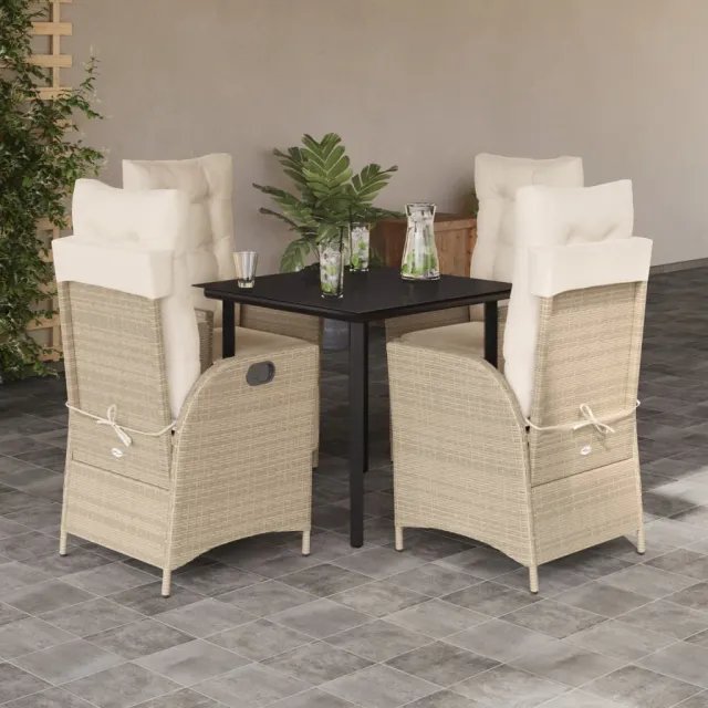vidaXL 5-delige Tuinset met kussens poly rattan beige, foto 2
