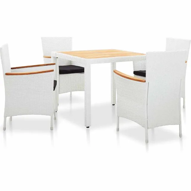 vidaXL 5-delige Tuinset poly rattan wit