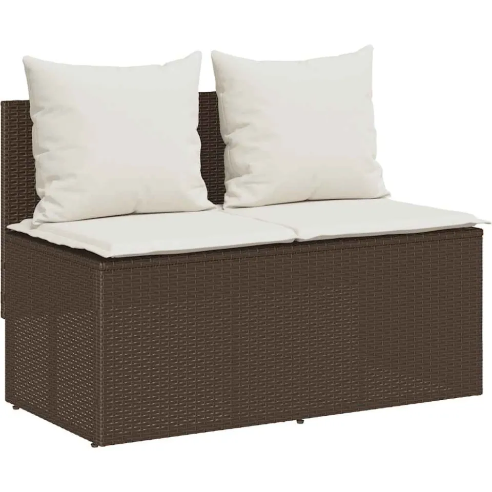 vidaXL 3-delige Tuinset met kussens poly rattan bruin, foto 4