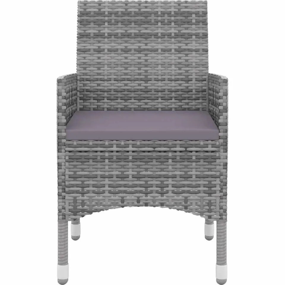 vidaXL 5-delige Tuinset met kussens poly rattan en glas grijs, foto 4