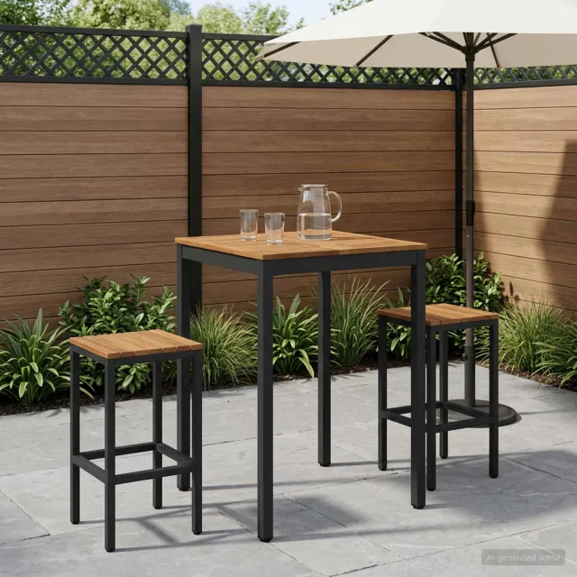 vidaXL Tuinbar Tafel NAARDEN Naturel en Zwart 70 x 68,5 x 105 cm, foto 2