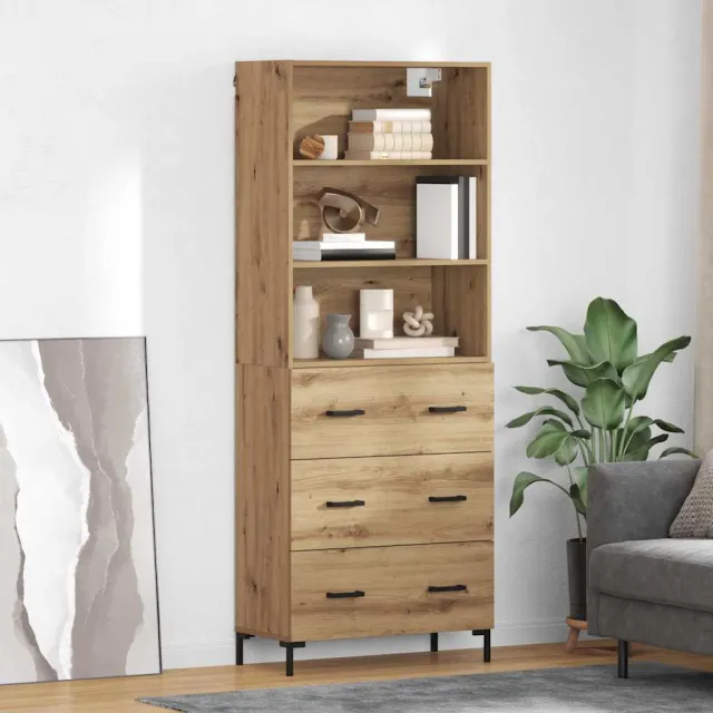 vidaXL Hoge kast Artisan Eiken 69,5 x 34 x 180 cm Bewerkt hout, foto 2