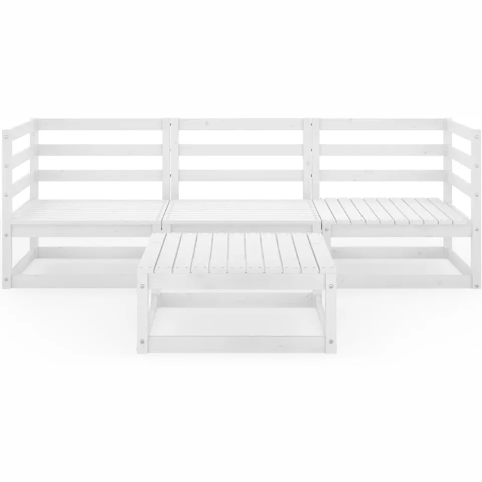 vidaXL 4-delige Loungeset massief grenenhout wit
