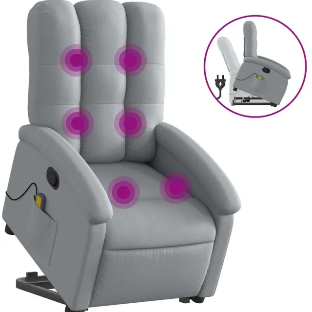 vidaXL Sta-op-massagestoel - verstelbaar - stof - lichtgrijs