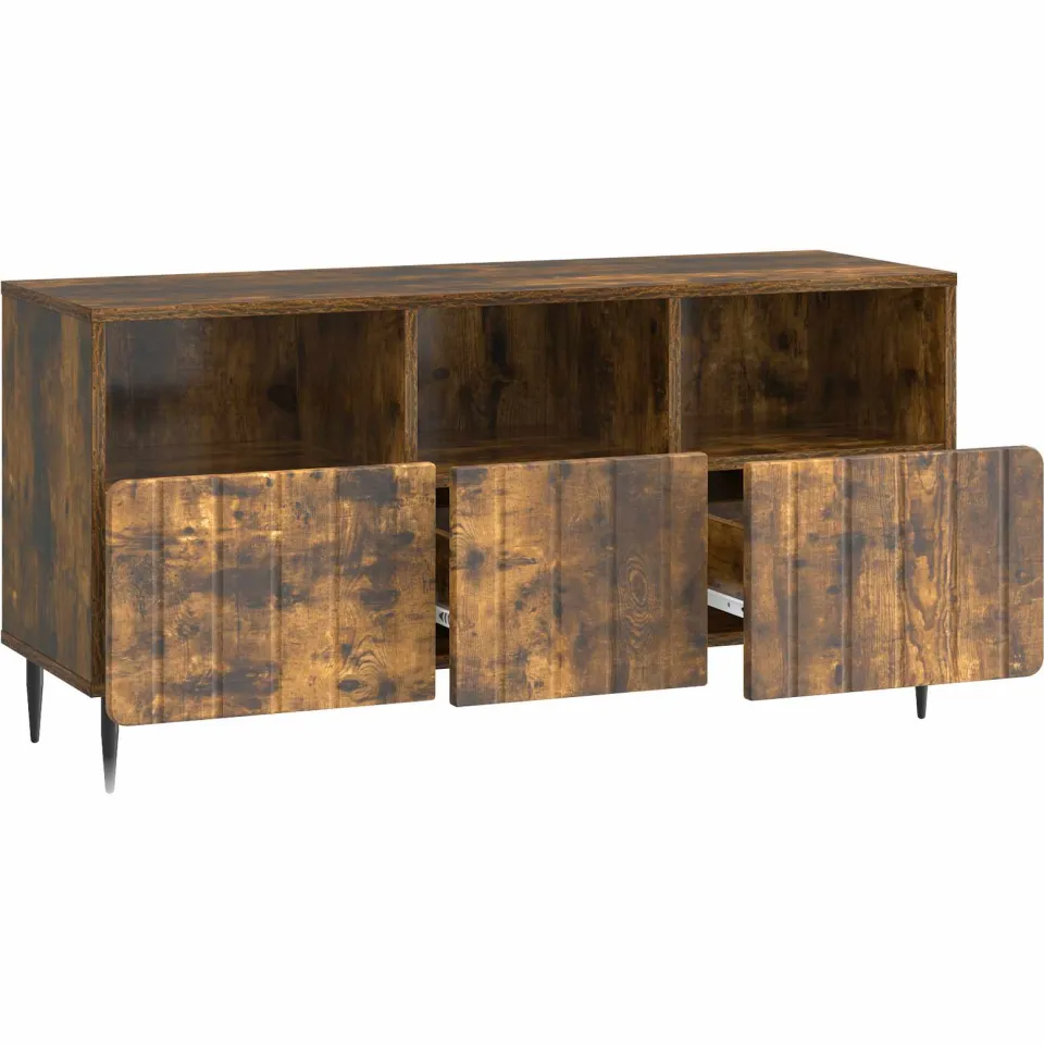 vidaXL TV-kast met lade Gerookt eiken 102 x 34,5 x 50 cm Bewerkt hout, foto 4