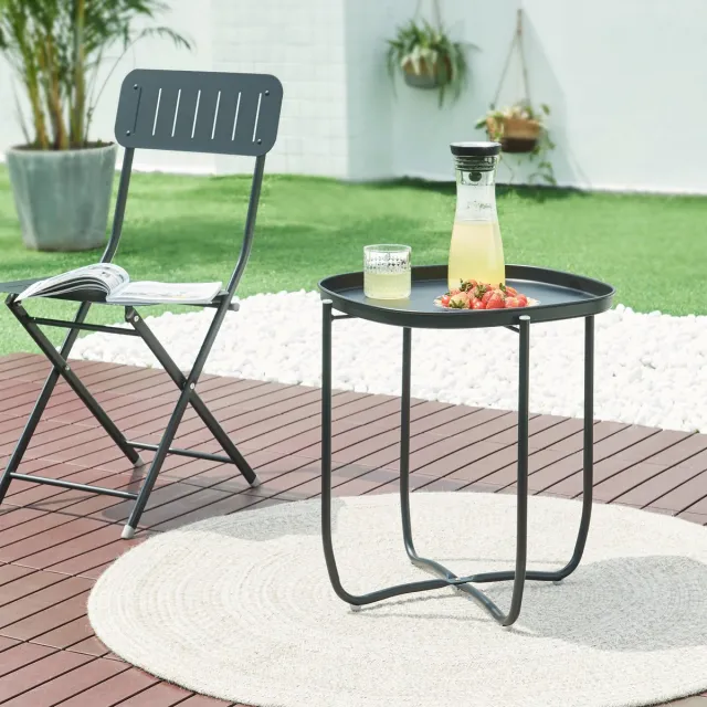 en.casa Tuintafel Sandefjord bijzettafel metaal 53x46x46cm zwart [en.casa]