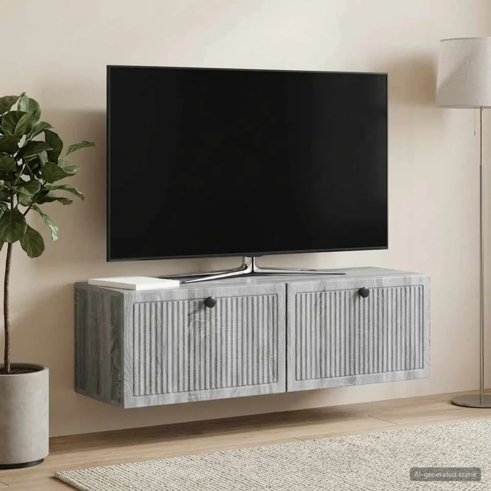 vidaXL Wandbeugel TV-kast Grijs sonoma 98 x 31 x 30 cm Bewerkt hout, foto 4
