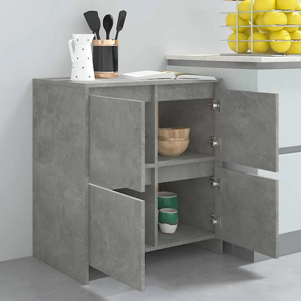 vidaXL Dressoir 70x41x75 cm bewerkt hout betongrijs grijs, foto 3
