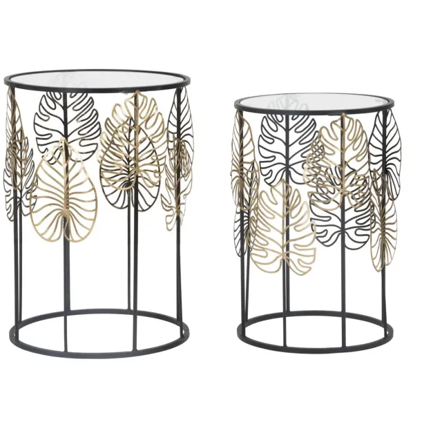 Mauro Ferretti Tafel Foglie Glam Coppia Ø 38×55 cm Zwart