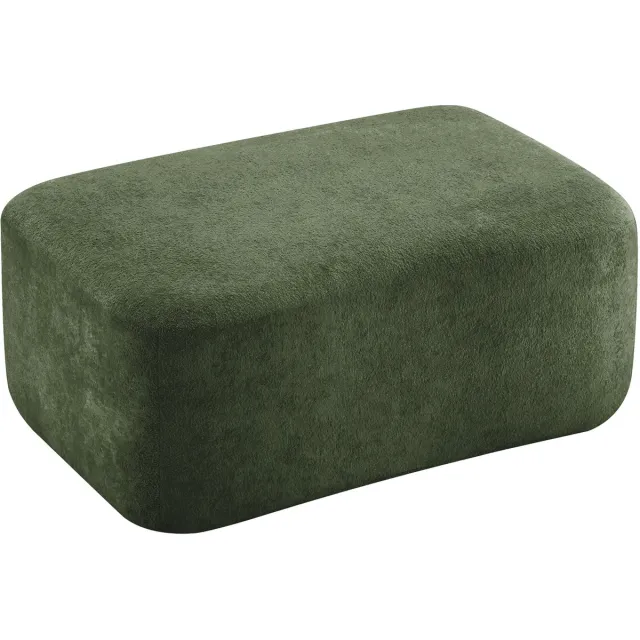 MUVANO Groene Poef - Frameloze Comfortabele Hocker Woonkamer - Velvet Voetenbank Zonder Montage - 96x69x45 cm - Voetensteun - Woonkamer Groen