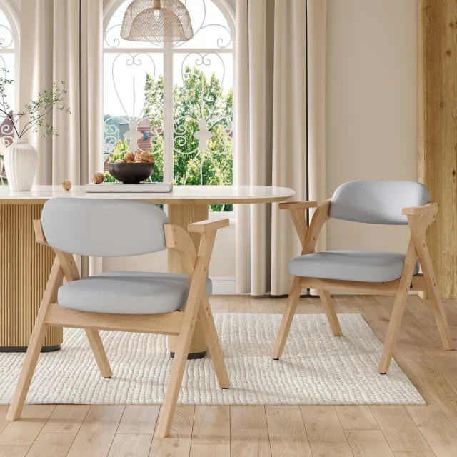 Zubaliya 6 Klapstoelen Massief Hout 63,5x66,5x76 cm - Inklapbare Eetkamerstoelen Met Linnen Zitkussen En Armleuningen Grijs