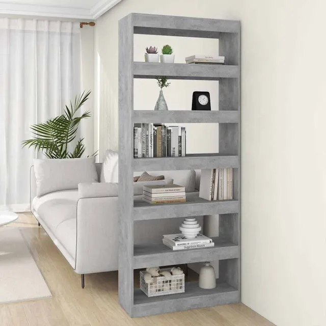 vidaXL Boekenkast/kamerscherm 80x30x198 cm bewerkt hout betongrijs grijs, foto 2