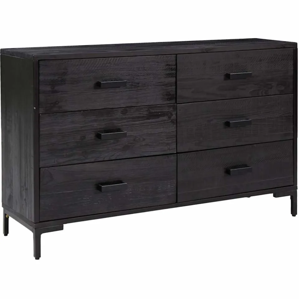 vidaXL Dressoir 110x35x70 cm massief grenenhout zwart, foto 3