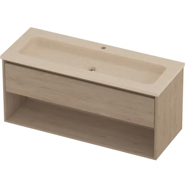 Proline Rollo Badmeubelset Hardsteen Elegant 1 Gat Schap 120x46x54 cm Sand Stone Ideal Oak Eiken