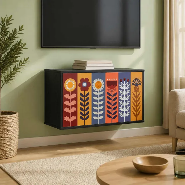 vidaXL Wandgemonteerd tv-meubel ESSEN 69 x 33 x 40 cm Zwart eiken, foto 2