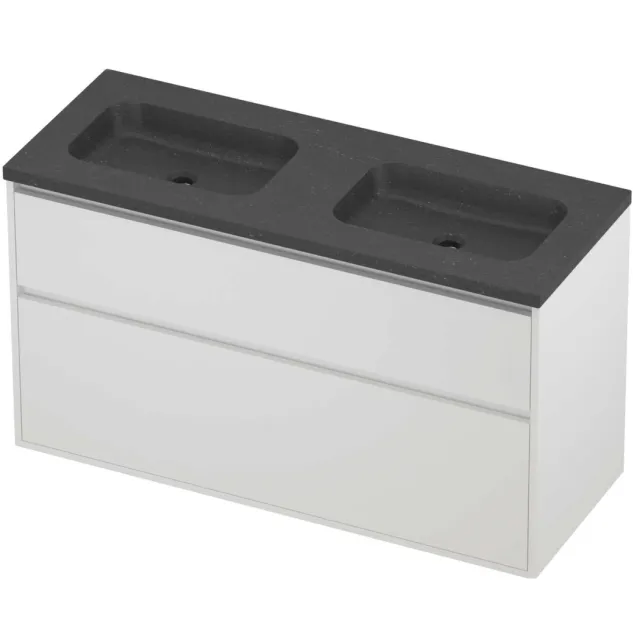 Proline Rollo Badmeubelset Hardsteen Elegant Dubbel 120x46x67 cm Blue Stone Mat White Mat Wit