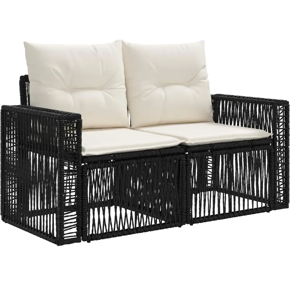 vidaXL Tuinbankenset 10 st 10-zits Zwart en Cream Wit poly rattan
