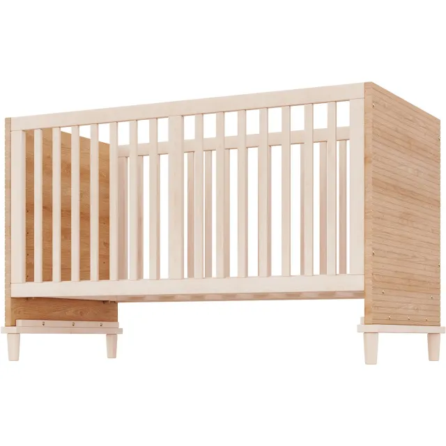 Ropilly Babyledikant Zonder Matras - Met Lattenbodem En Vijf Hoogtestanden - Massief Hout En MDF - Naturel Houtkleur - Buitenmaat 144 x 74 x 87 cm Natuurlijk