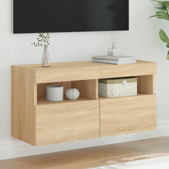 vidaXL Tv-wandmeubel met LED-verlichting 80x30x40 cm sonoma eikenkleur Bruin
