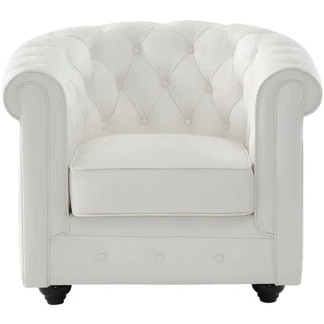 Vente-unique Fauteuil van buffelleer CHESTERFIELD - Wit