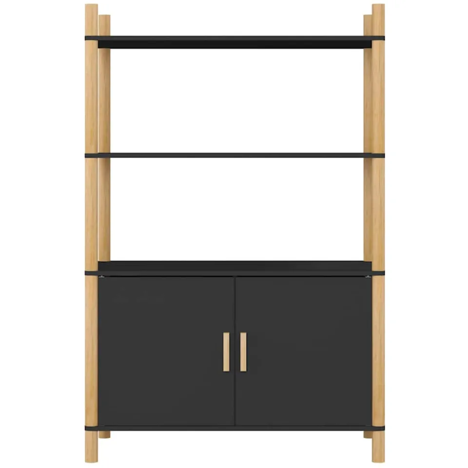 vidaXL Hoge kast 80x40x121 cm bewerkt hout zwart