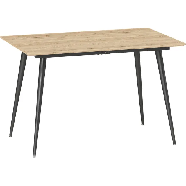 MODFU Uittrekbare eettafel 120/160 x 75 cm – MDF tafelblad, stalen frame, Natural Wood, 6–8 personen Natuurlijk hout